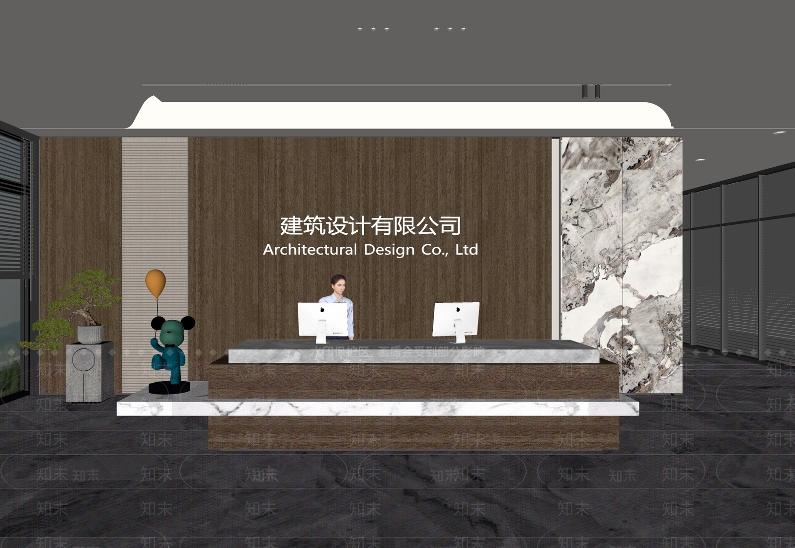 现代办公大堂SU模型下载【ID:1154192467】