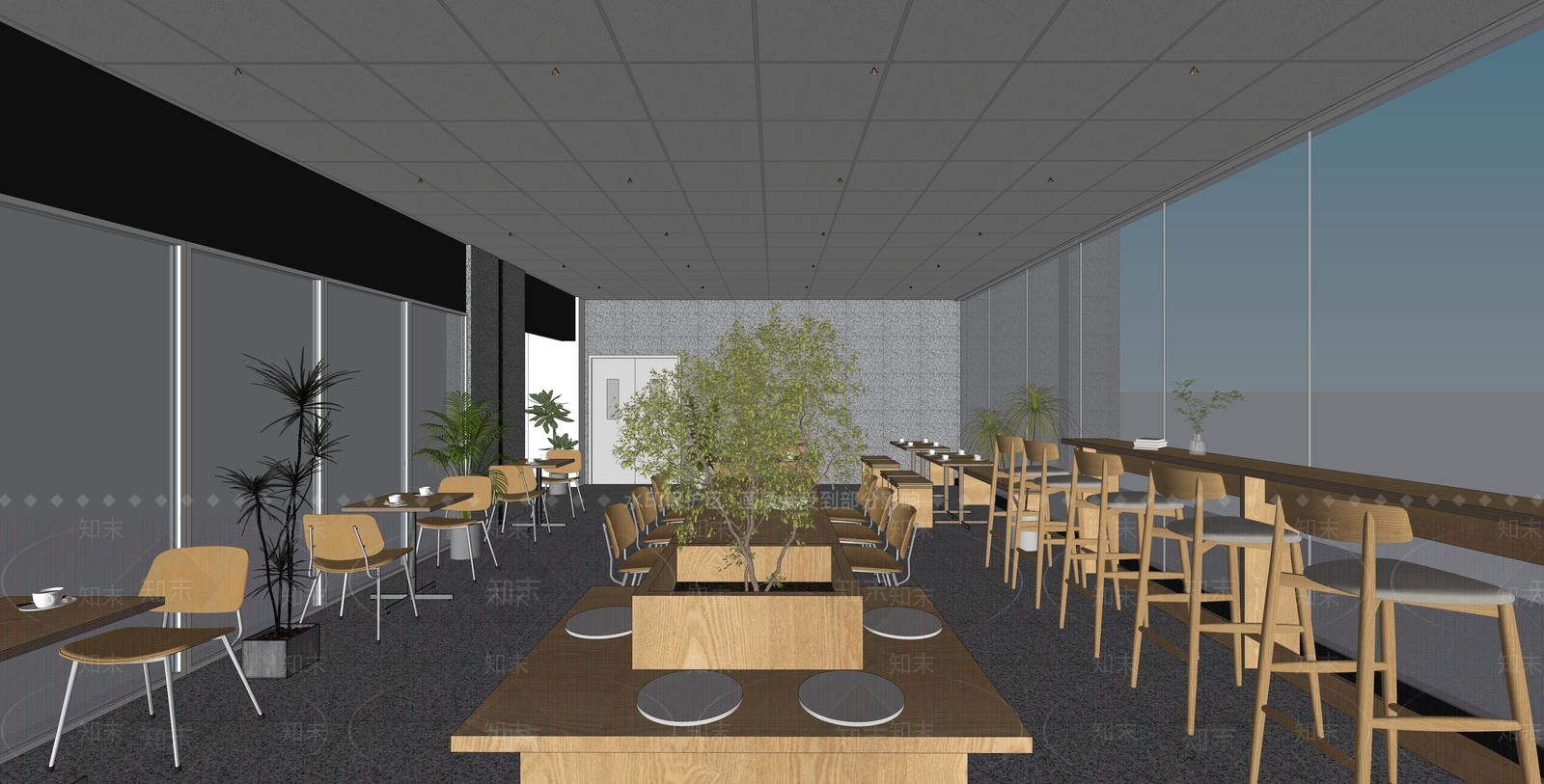 现代原木奶茶店SU模型下载【ID:1154193294】