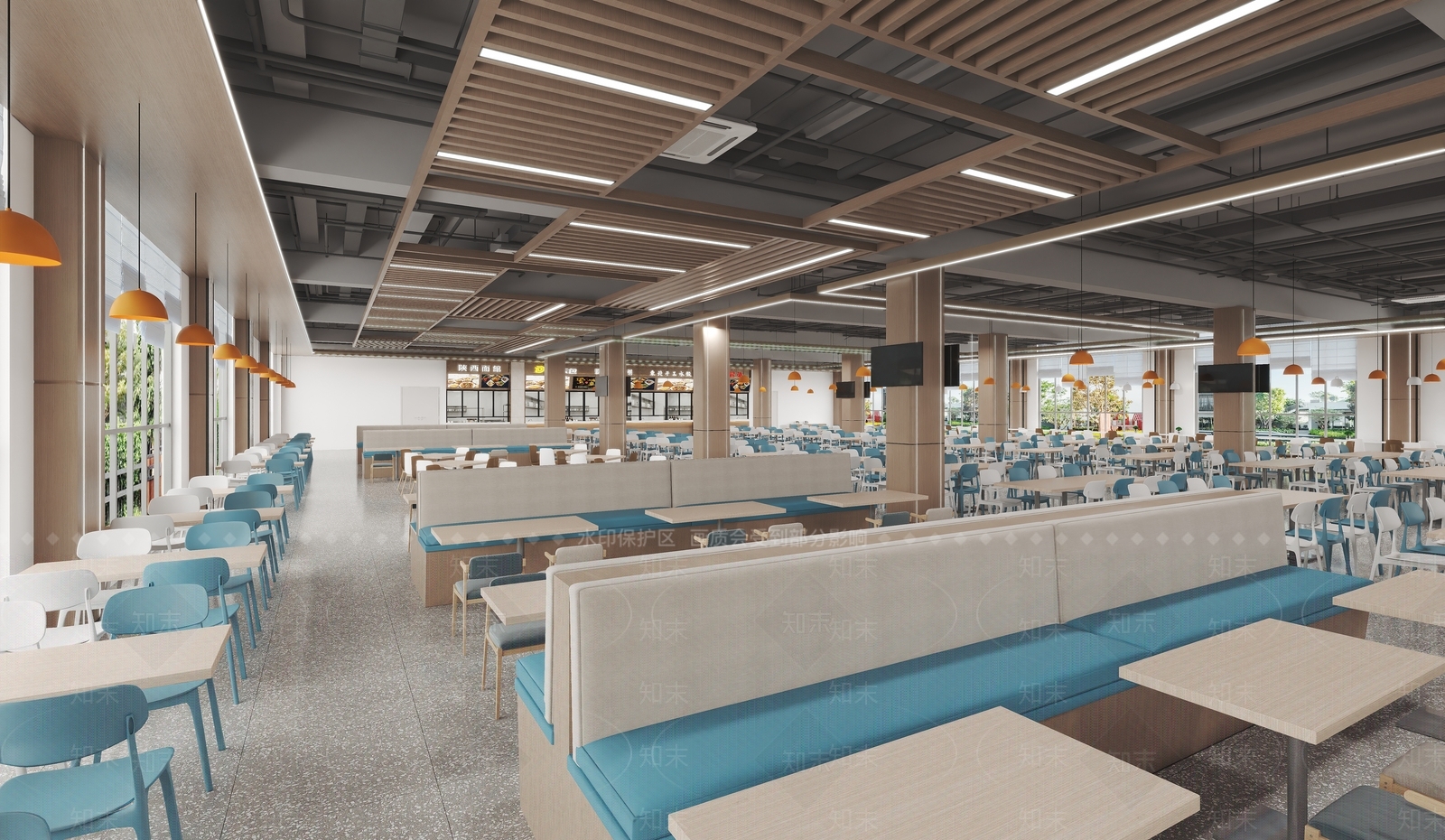 现代员工食堂3D模型下载【ID:1154193228】