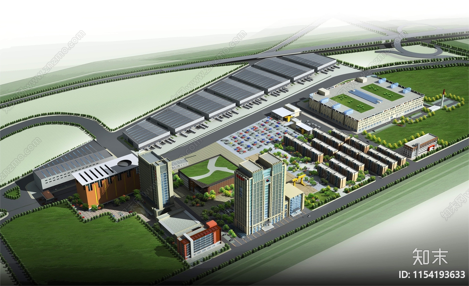 现代产业物流园景观平面图cad施工图下载【ID:1154193633】