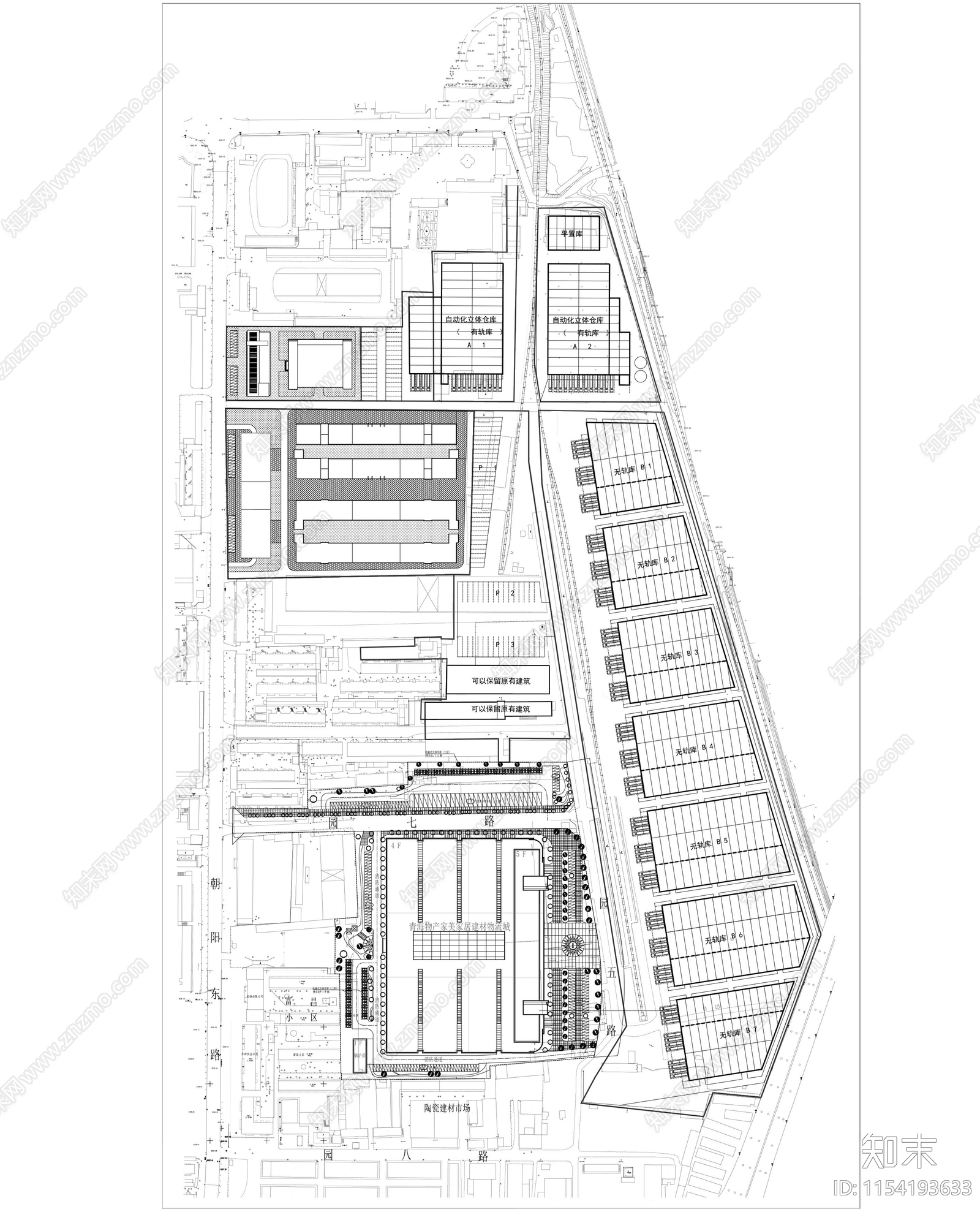 现代产业物流园景观平面图cad施工图下载【ID:1154193633】