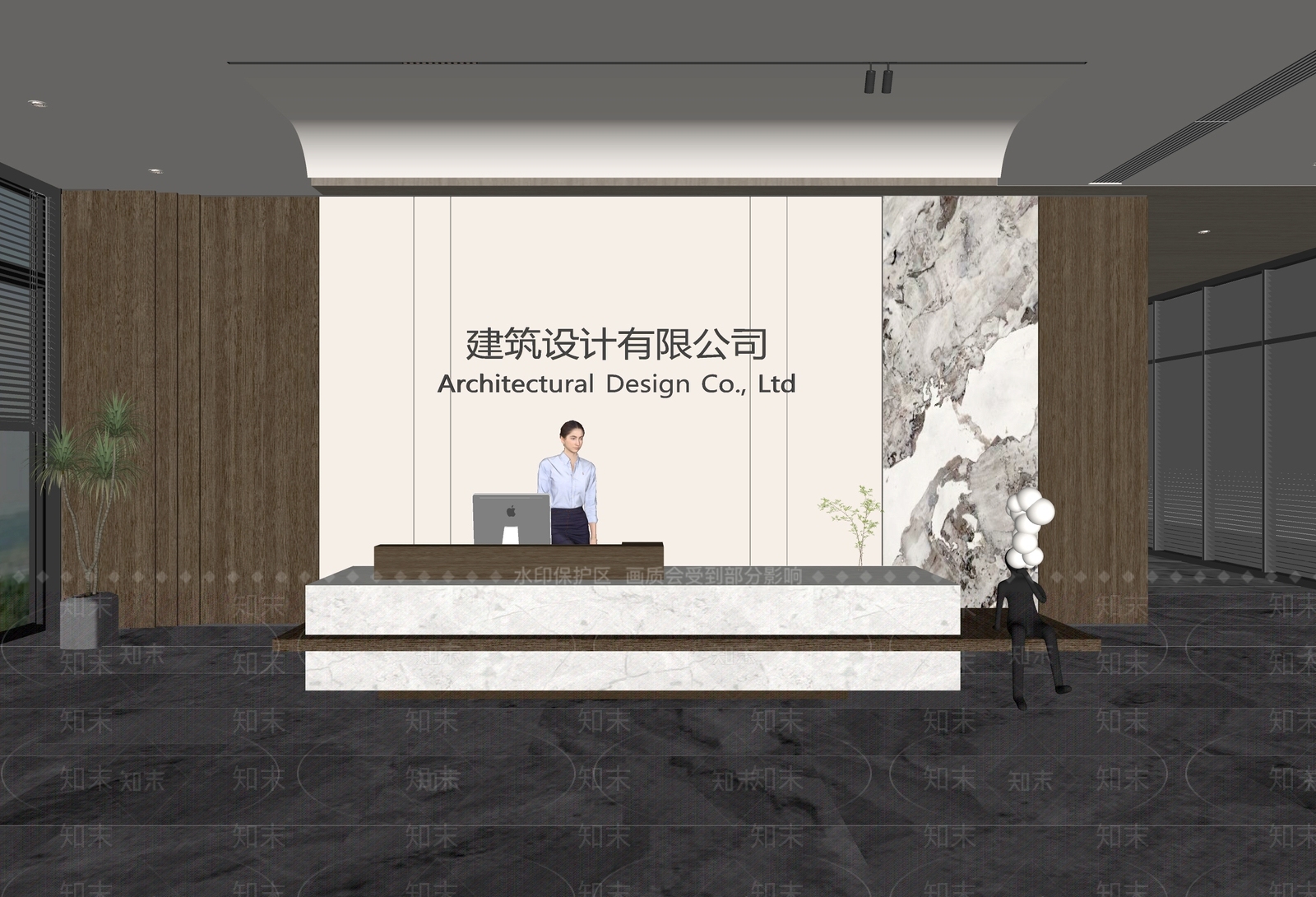 现代办公大堂SU模型下载【ID:1154194420】