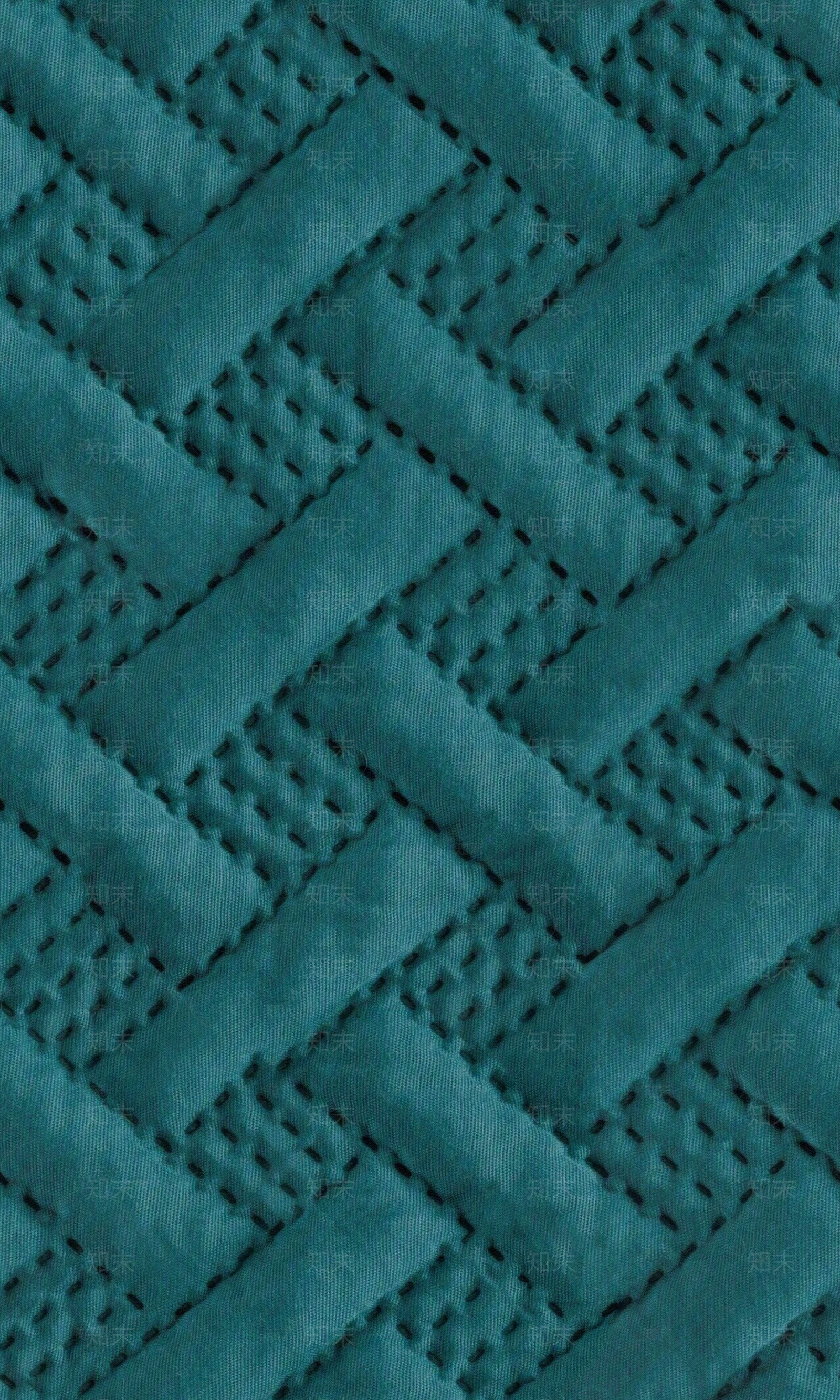 无缝蓝绿色绗绣格子花纹布贴图下载【ID:1154194487】