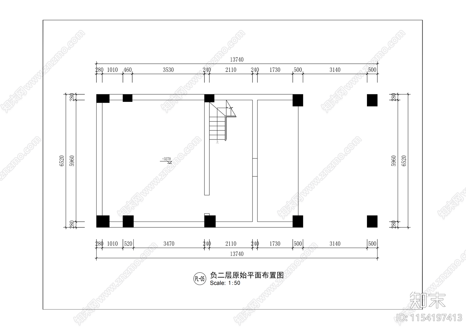 辰贤江南院住宅室内平面图cad施工图下载【ID:1154197413】