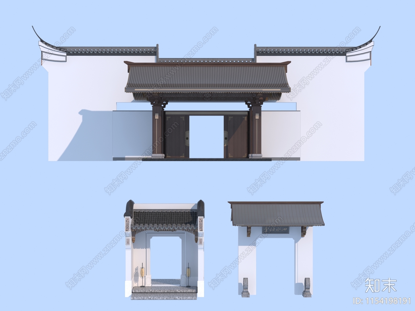 中式庭院门3D模型下载【ID:1154198191】