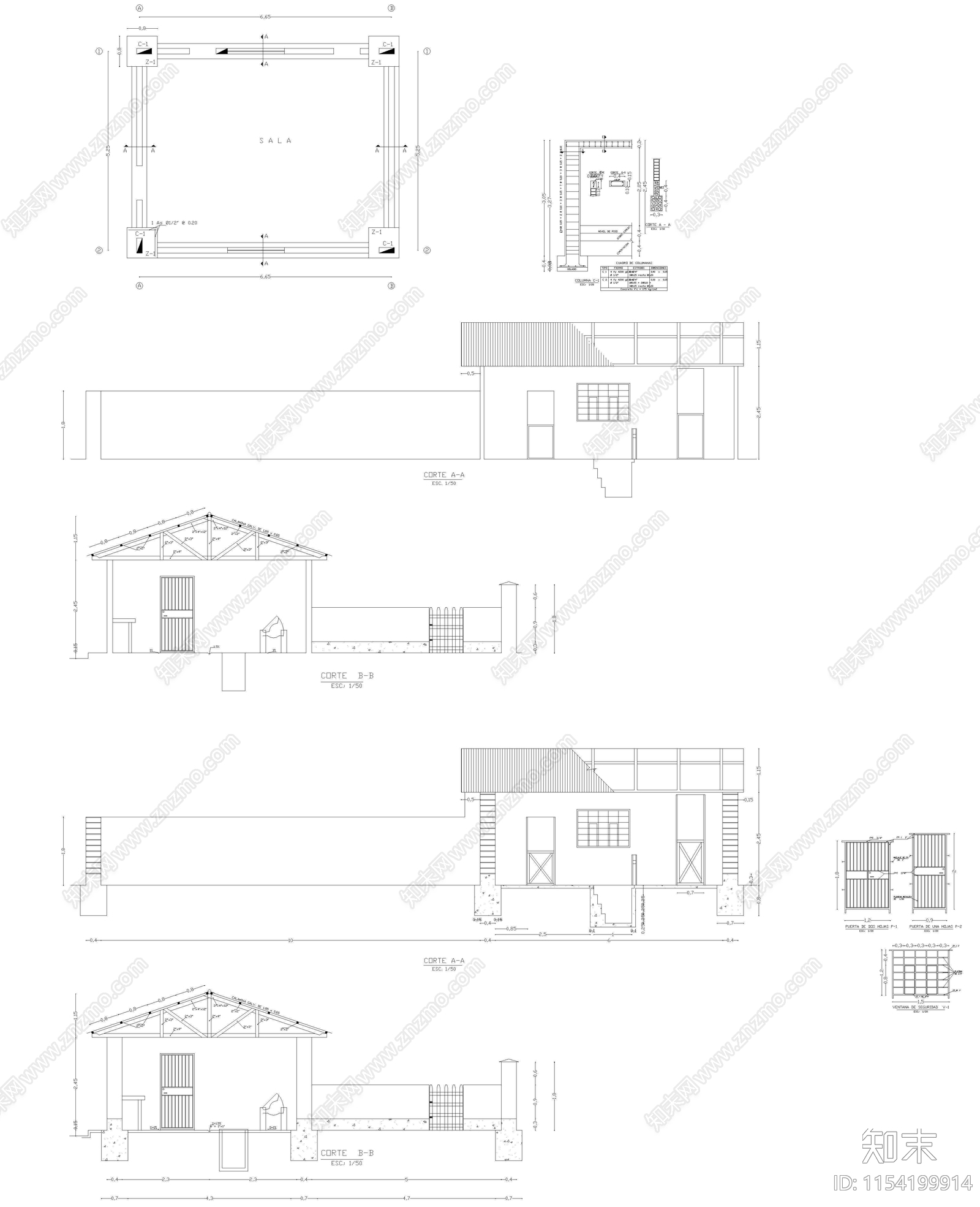 家禽舍建筑cad施工图下载【ID:1154199914】