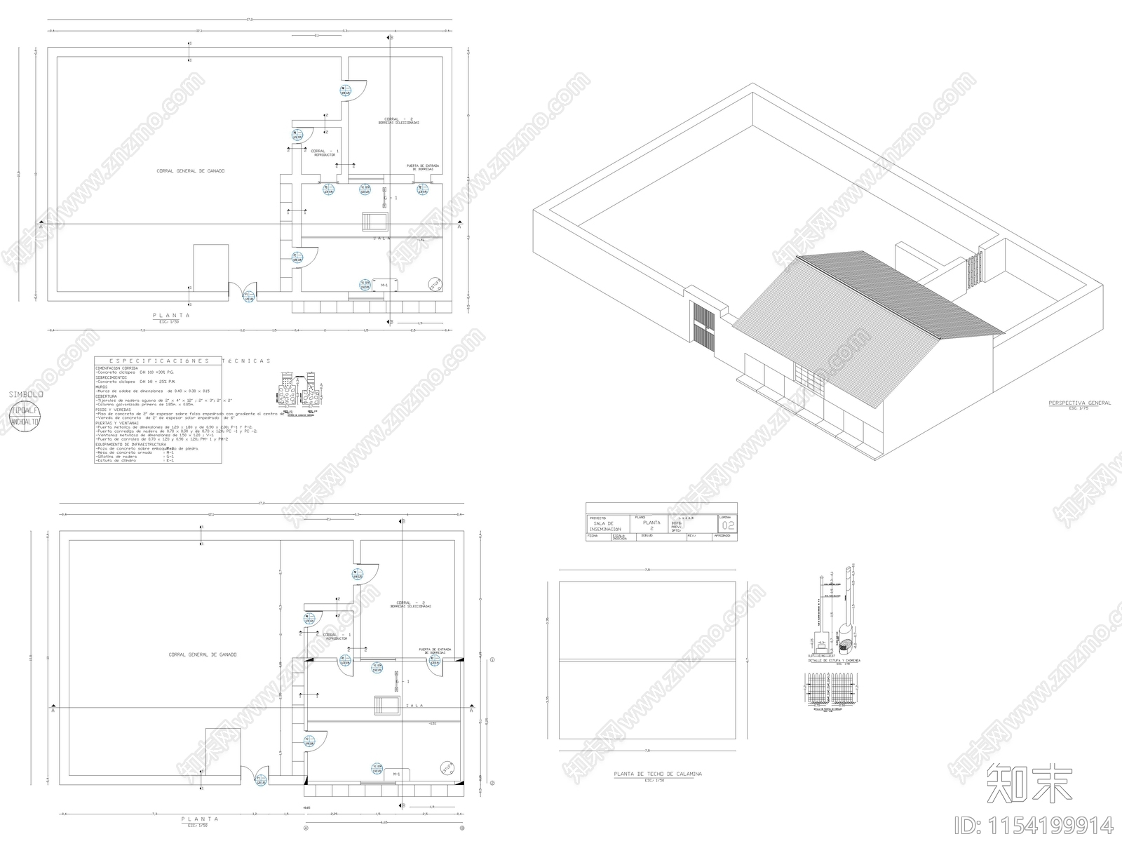 家禽舍建筑cad施工图下载【ID:1154199914】