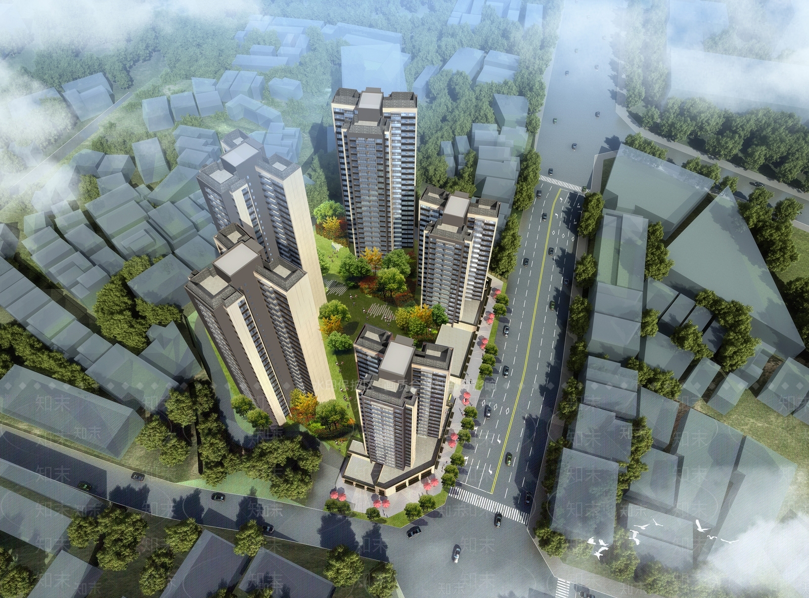 现代小区建筑SU模型下载【ID:1154200158】