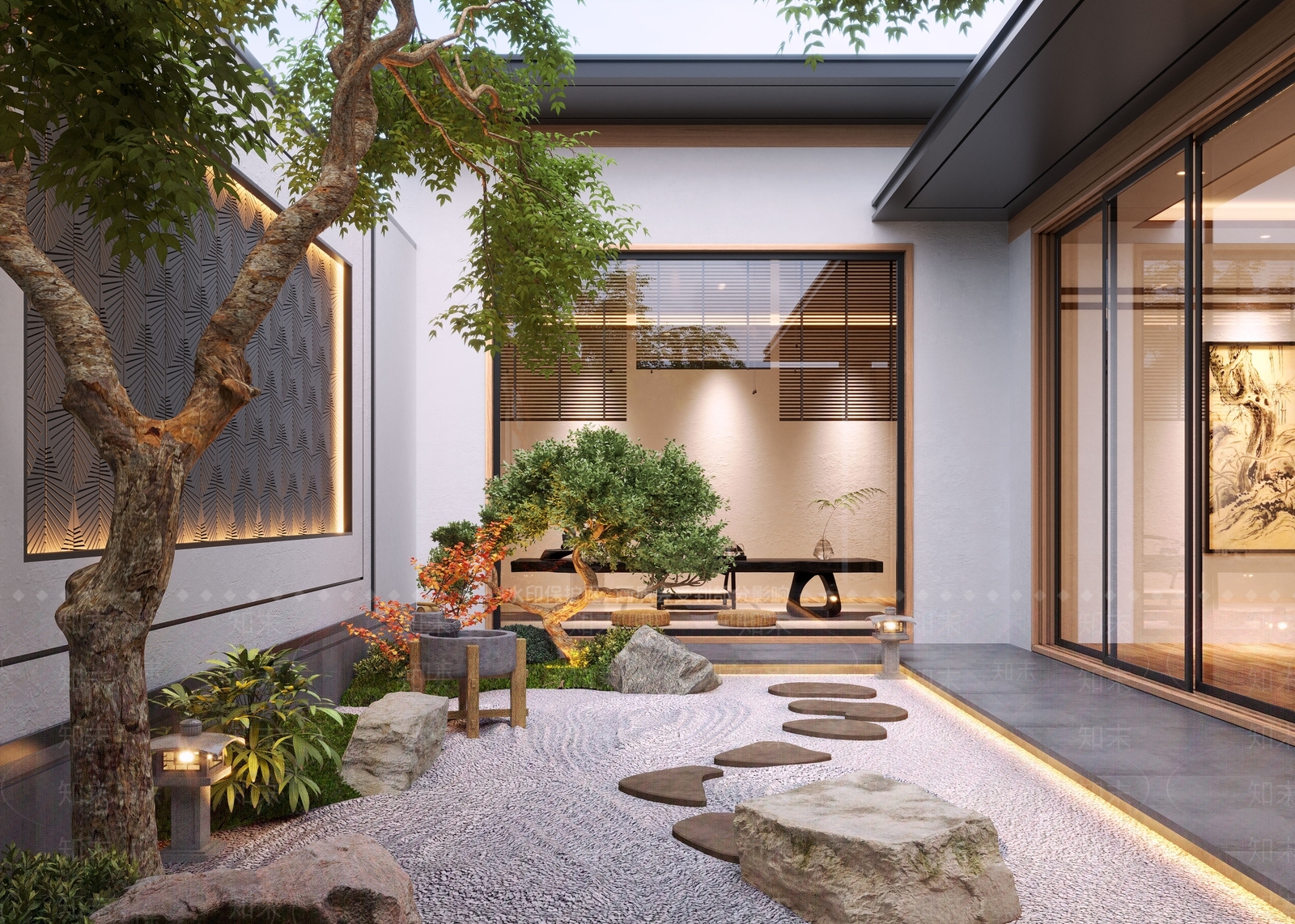 新中式庭院景观3D模型下载【ID:1154202334】