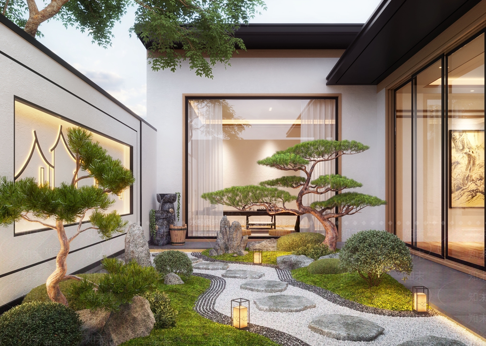 新中式庭院景观3D模型下载【ID:1154202868】