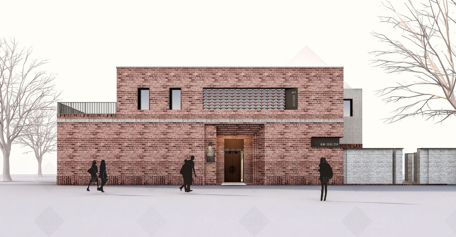 现代红砖展览馆建筑SU模型下载【ID:1154204740】