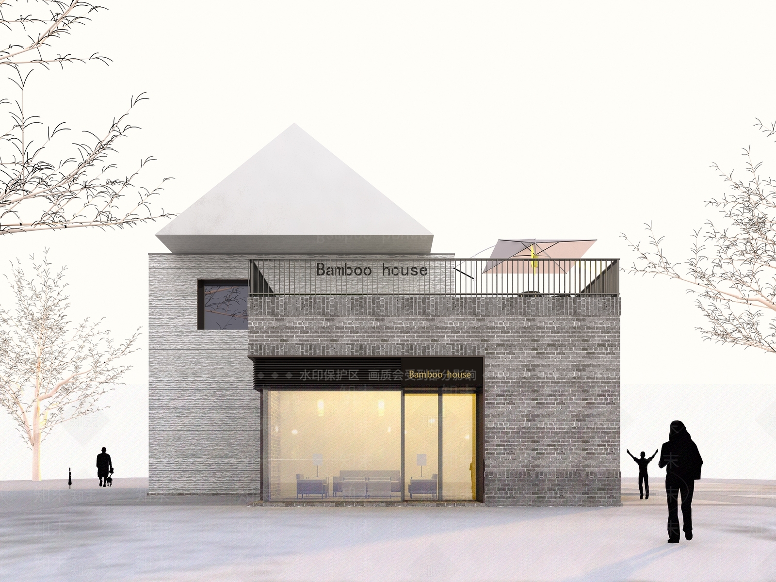 现代红砖展览馆建筑SU模型下载【ID:1154204718】