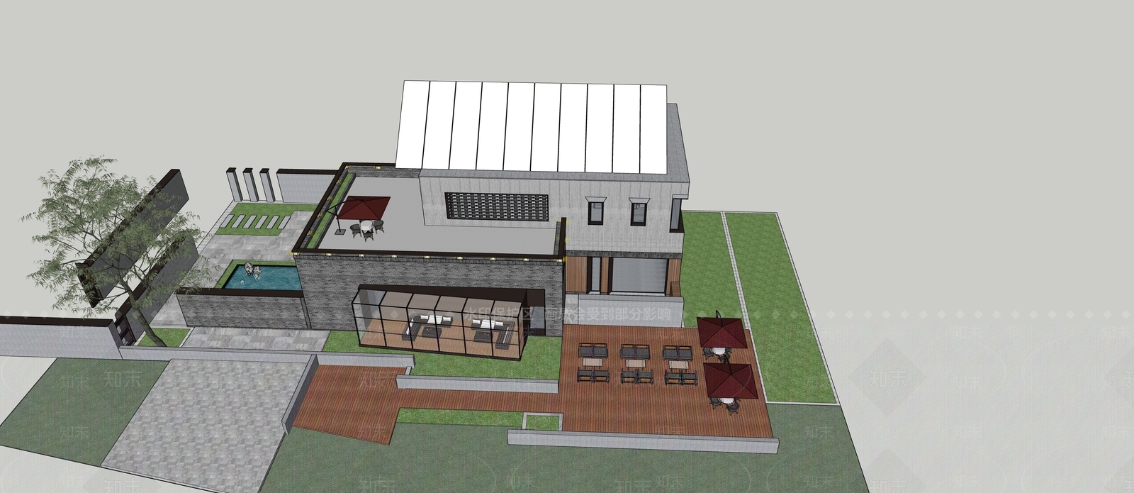 现代红砖展览馆建筑SU模型下载【ID:1154204718】