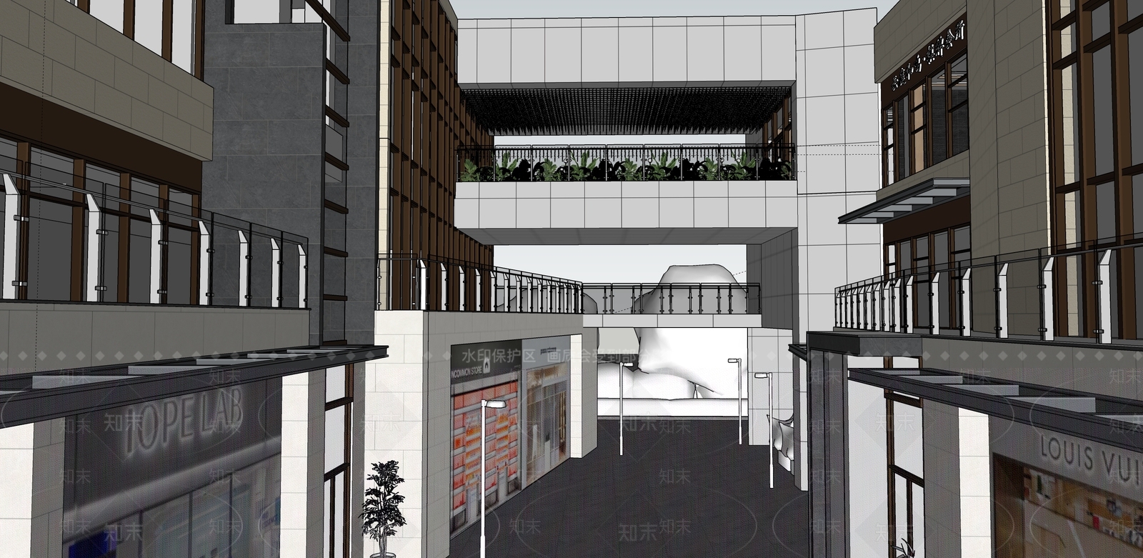 现代商场建筑SU模型下载【ID:1154205069】