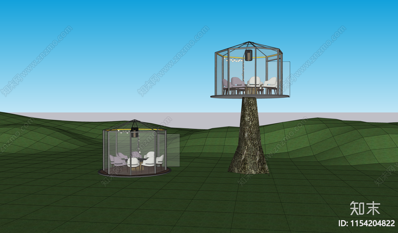 现代玻璃树屋SU模型下载【ID:1154204822】