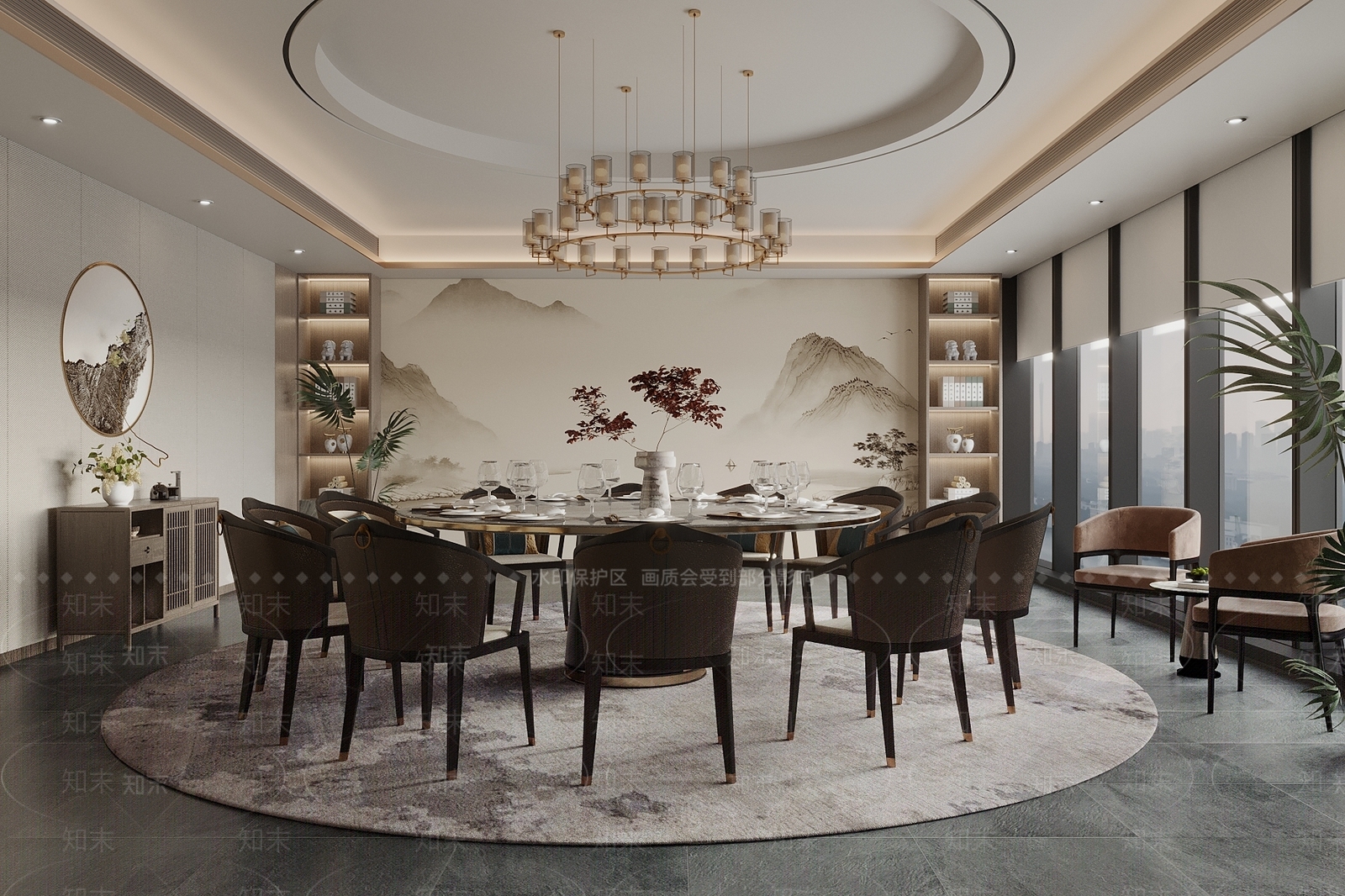 新中式餐厅包厢SU模型下载【ID:1154206912】