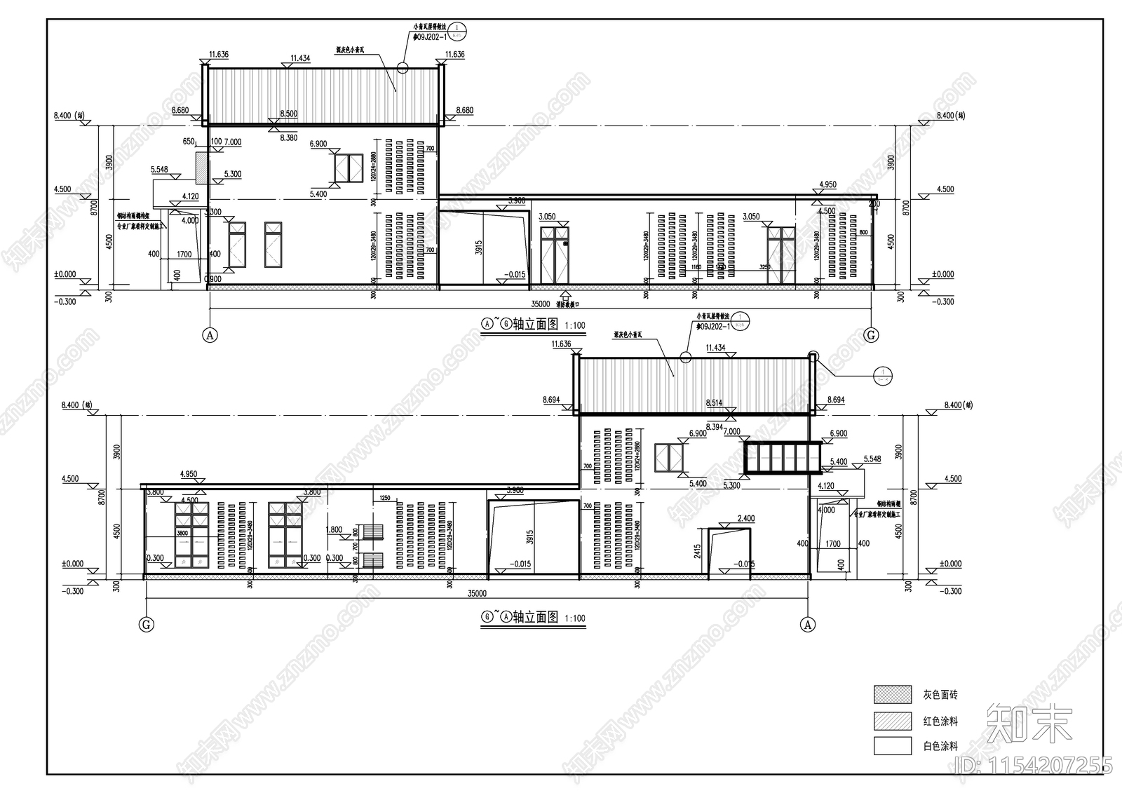 新中式风格乡村游客中心建筑cad施工图下载【ID:1154207255】
