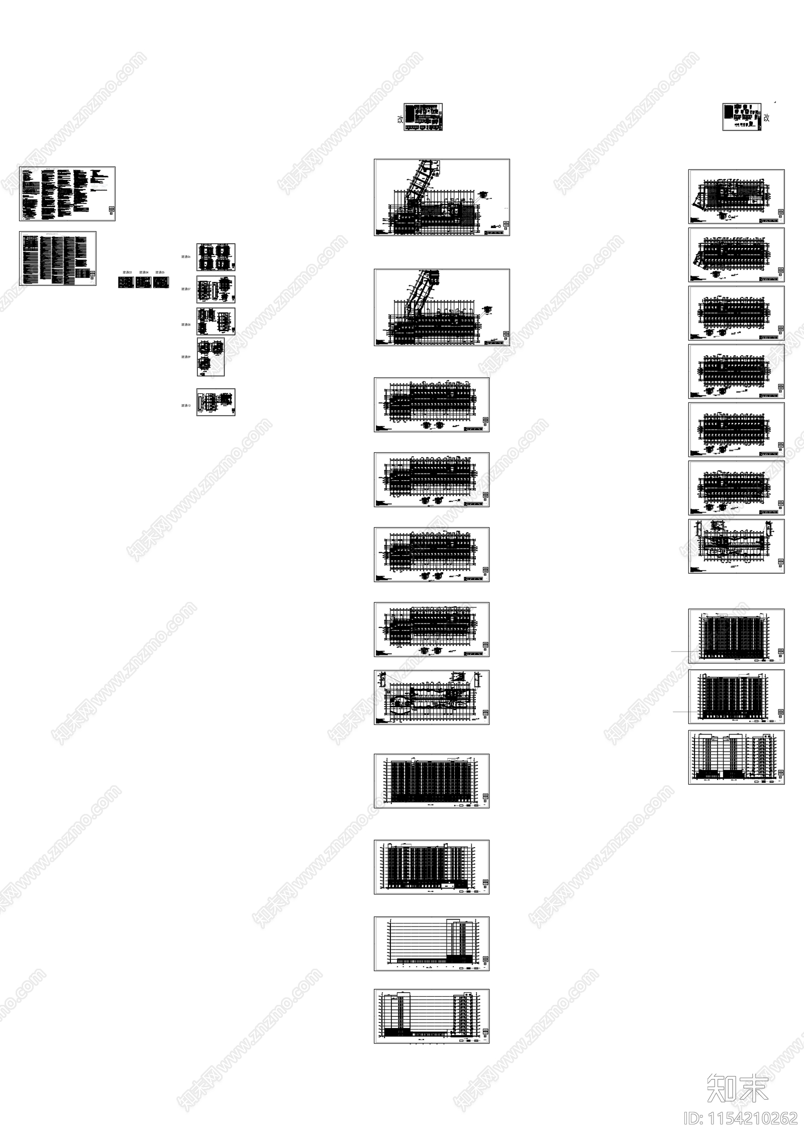 十二层现代风格框架结构宿舍楼建筑cad施工图下载【ID:1154210262】