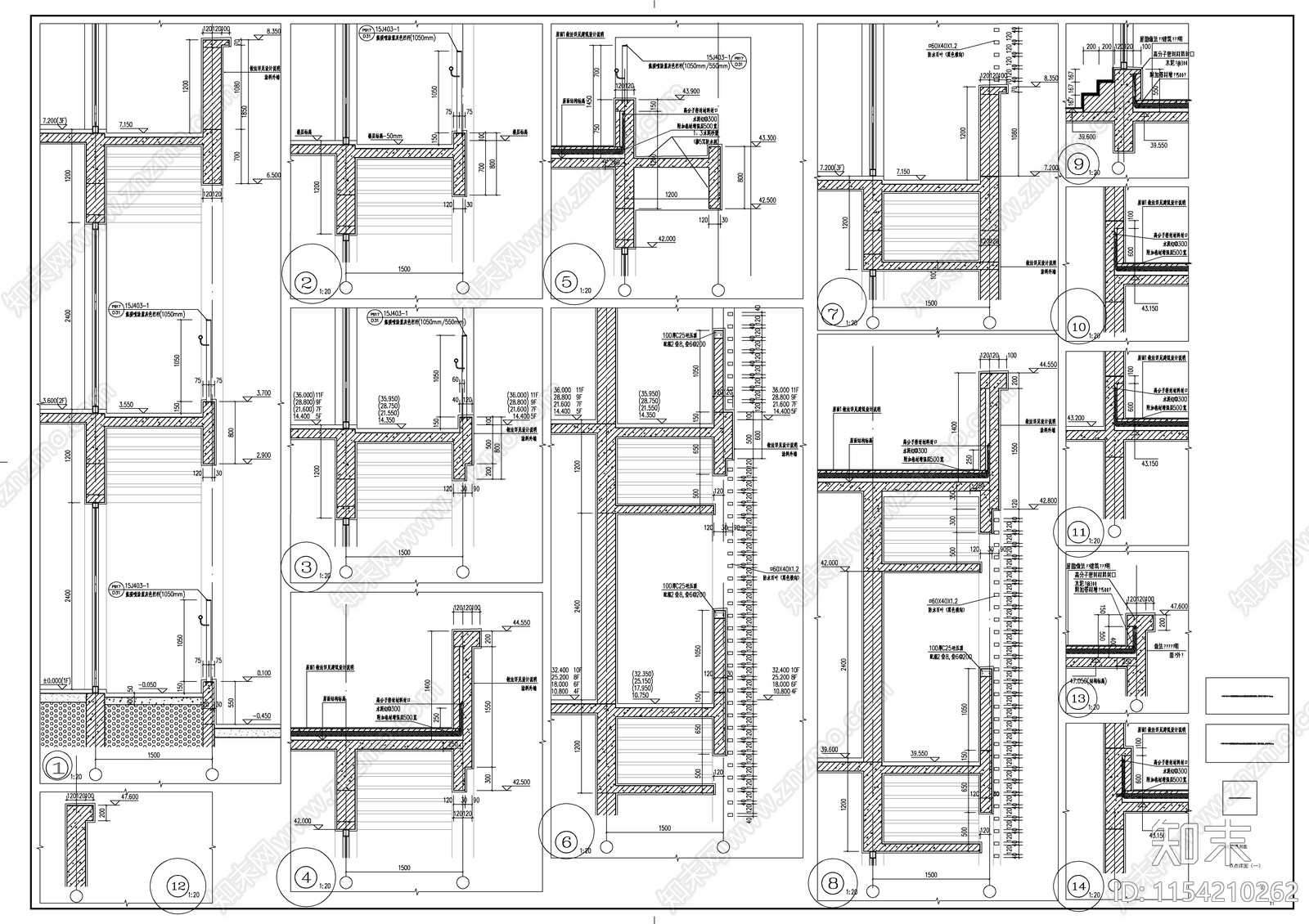 十二层现代风格框架结构宿舍楼建筑cad施工图下载【ID:1154210262】