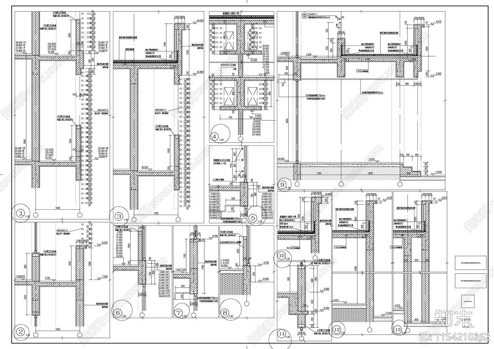 十二层现代风格框架结构宿舍楼建筑cad施工图下载【ID:1154210262】