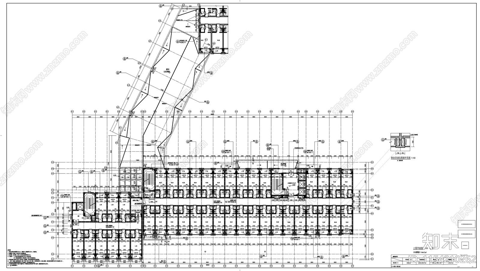 十二层现代风格框架结构宿舍楼建筑cad施工图下载【ID:1154210262】