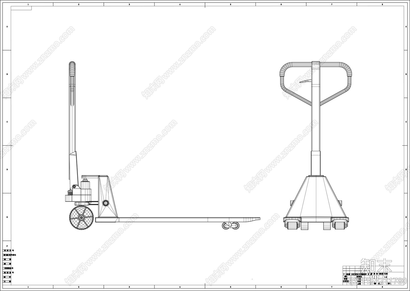 五金工业手推车cad施工图下载【ID:1154211780】