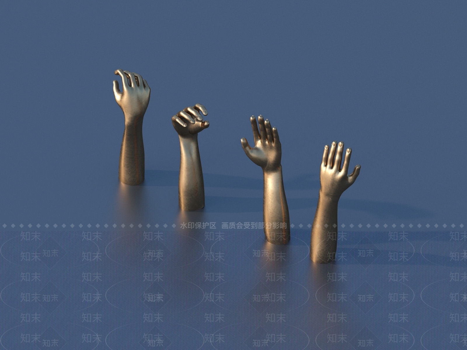 现代手雕塑3D模型下载【ID:1154218838】