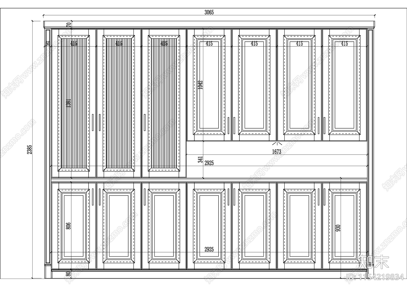 法式轻奢混油酒柜施工图下载【ID:1154219834】