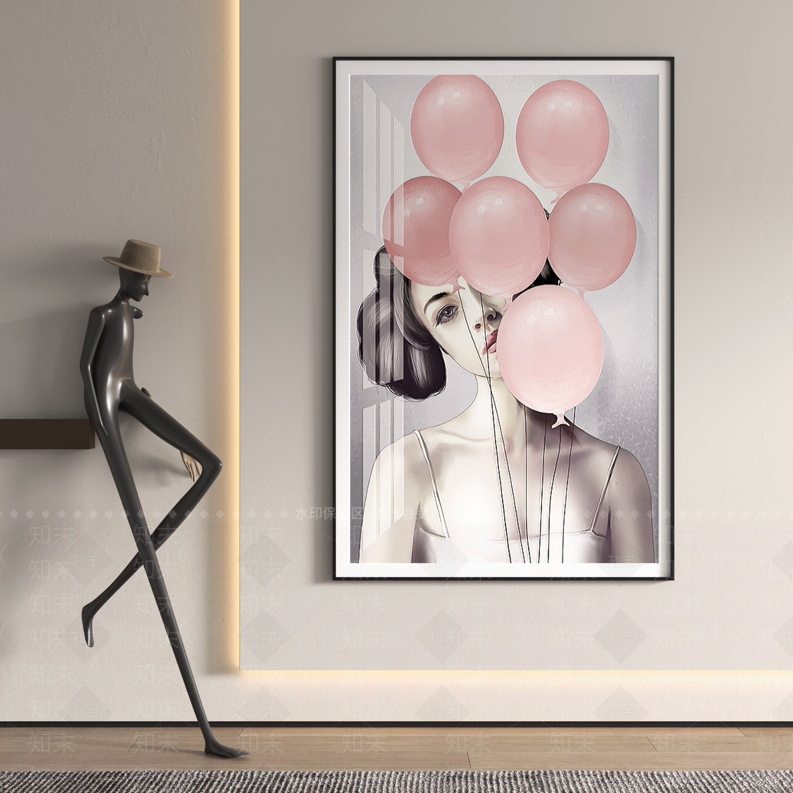 现代儿童房装饰画3D模型下载【ID:1154220163】