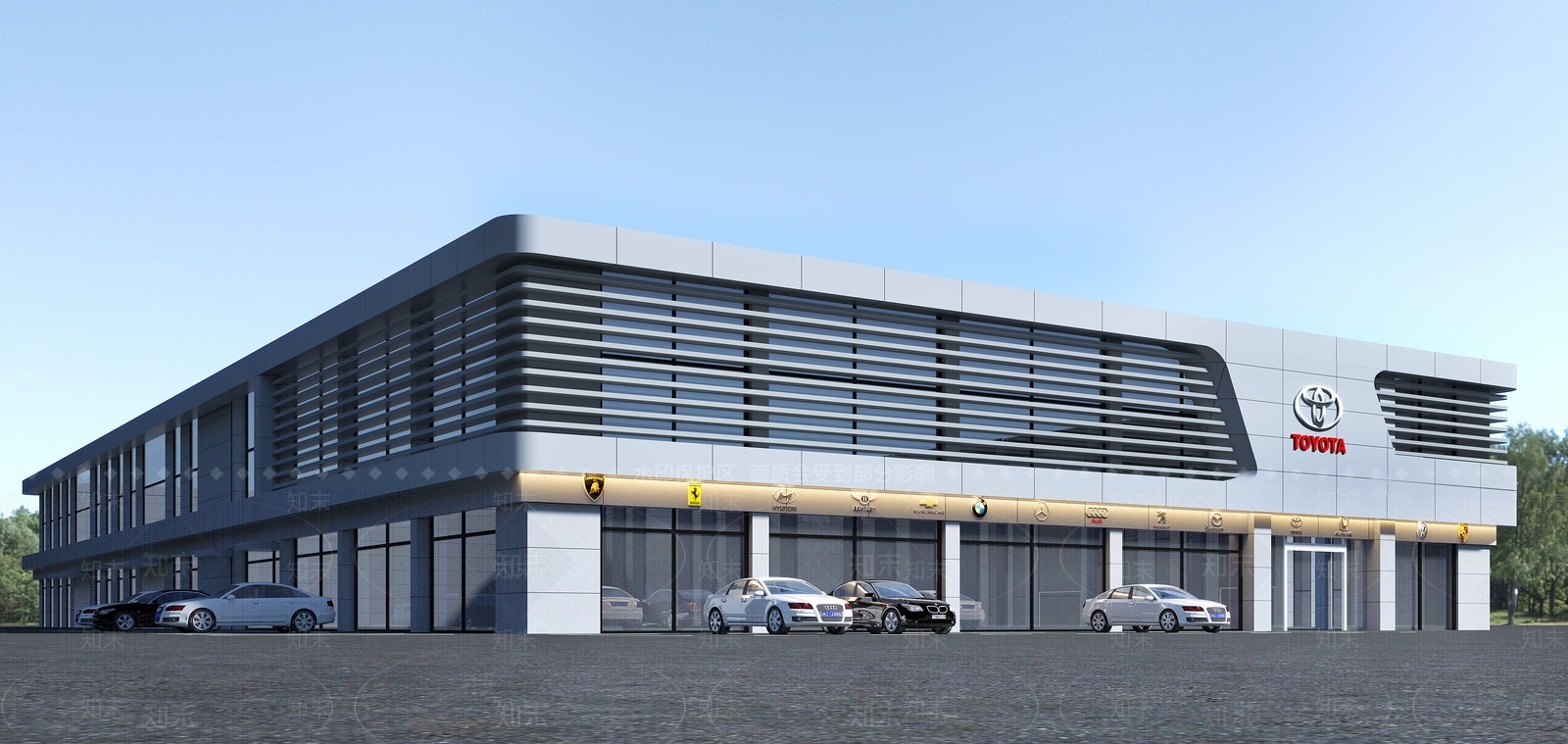 现代汽车4s店外观3D模型下载【ID:1154221115】