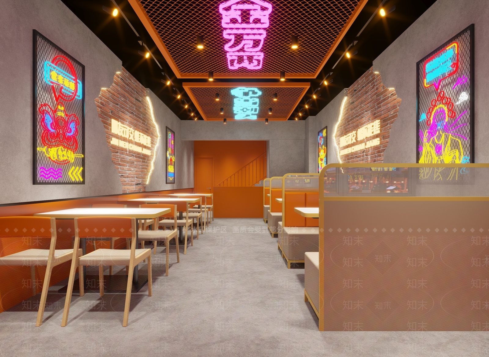 现代复古风火锅店3D模型下载【ID:1154222446】