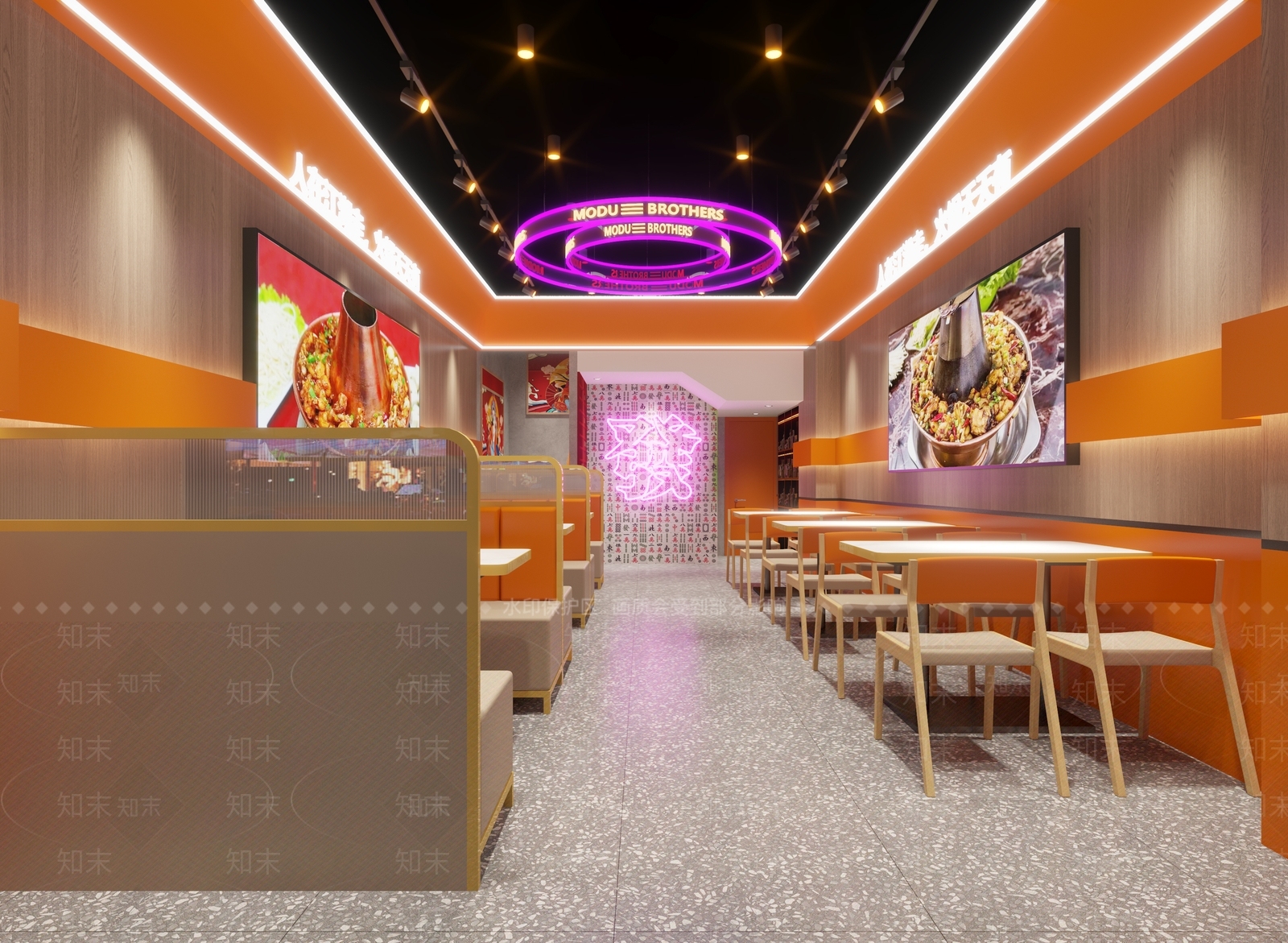 现代复古风火锅店3D模型下载【ID:1154222446】