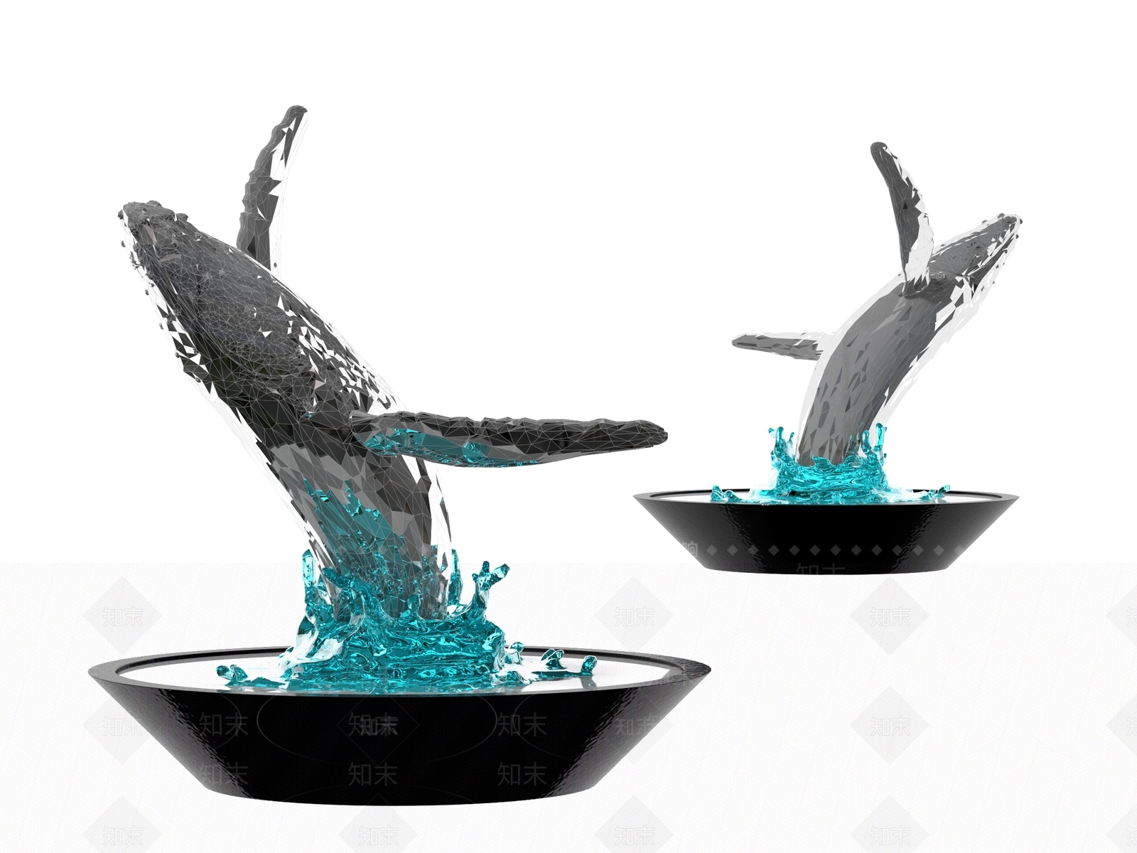 现代鲸鱼艺术雕塑3D模型下载【ID:1154223116】