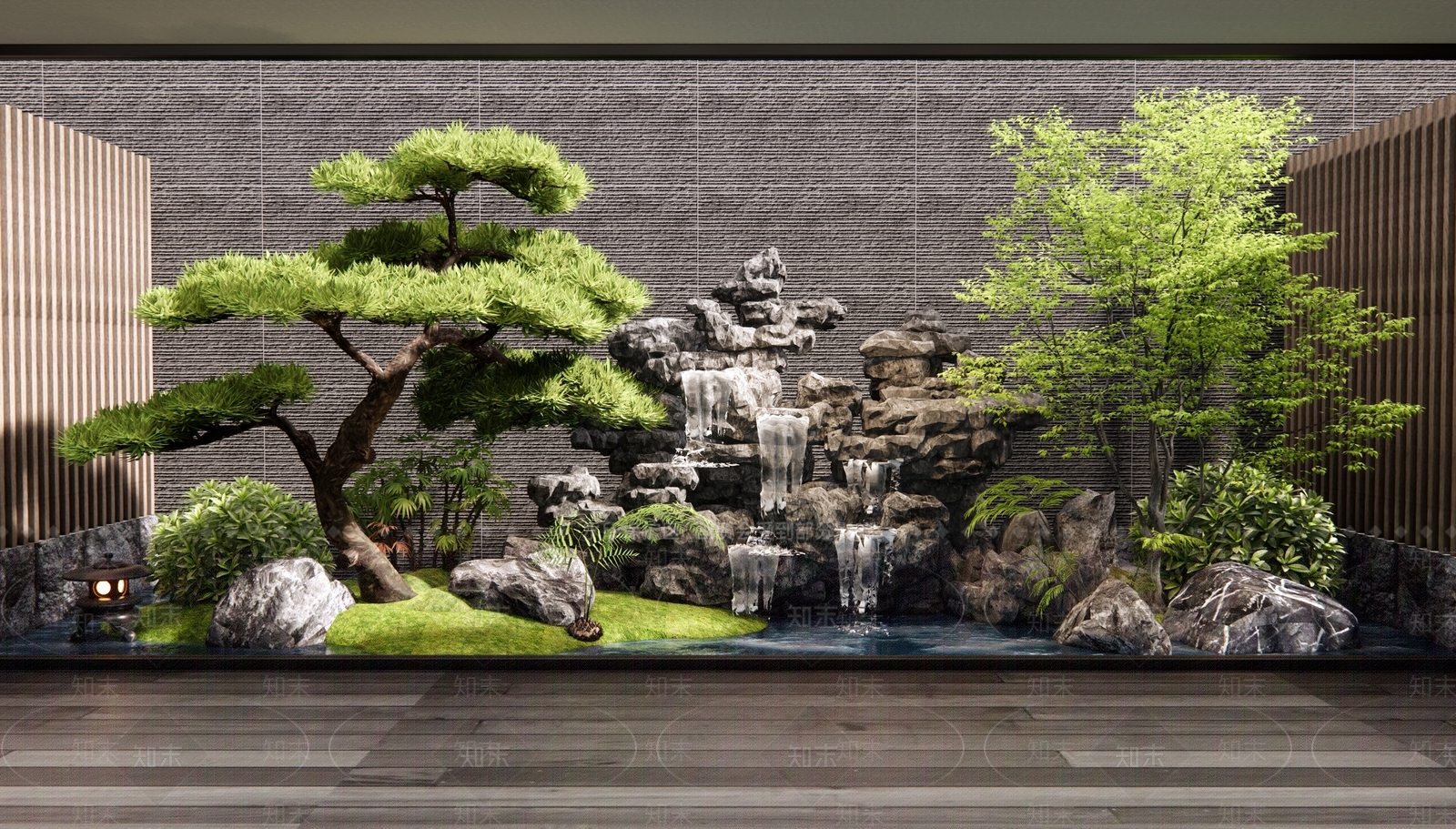 新中式假山水景3D模型精品下载_3dmax模型_知末网