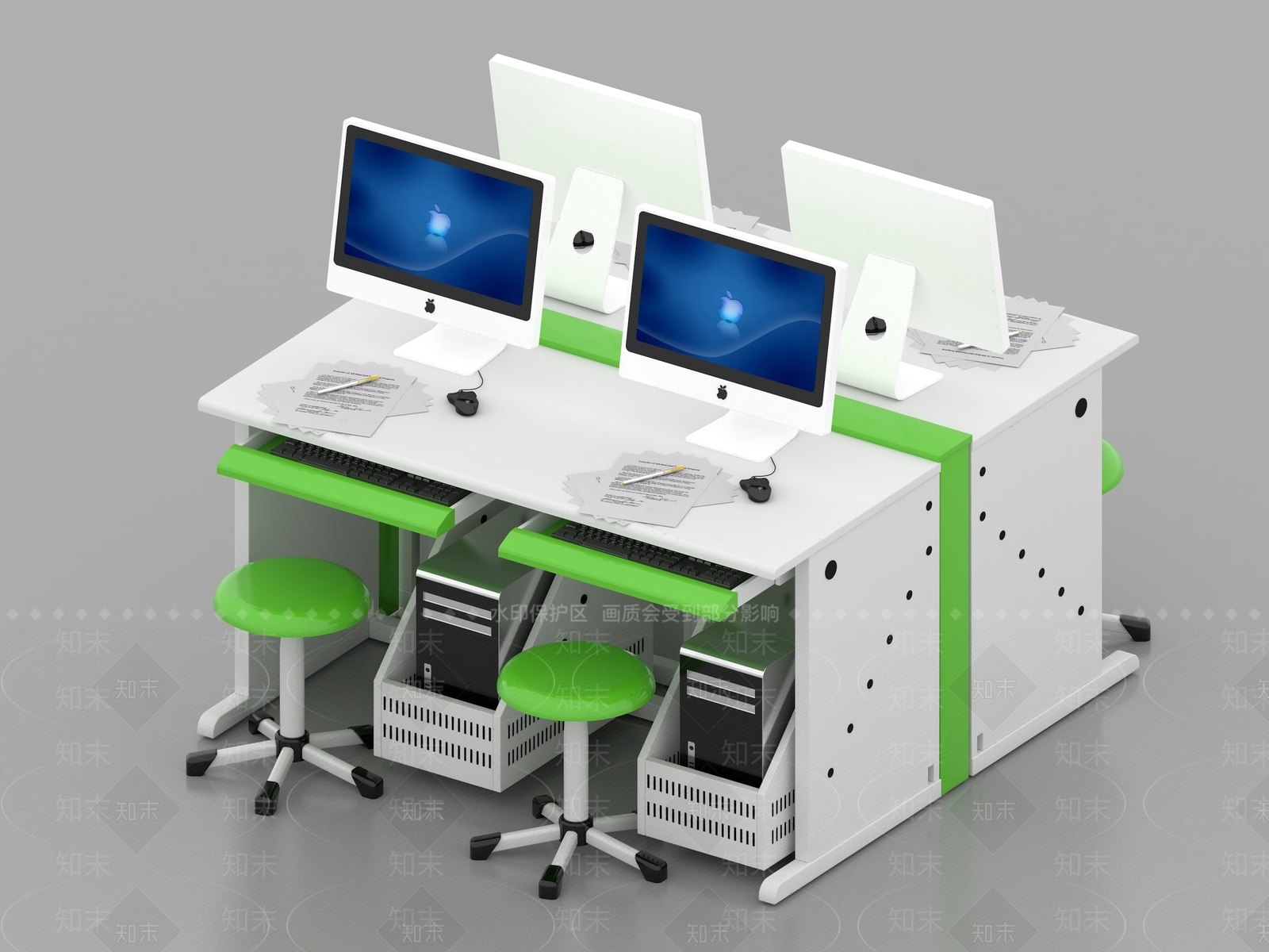 现代课桌椅3D模型下载【ID:1154223430】