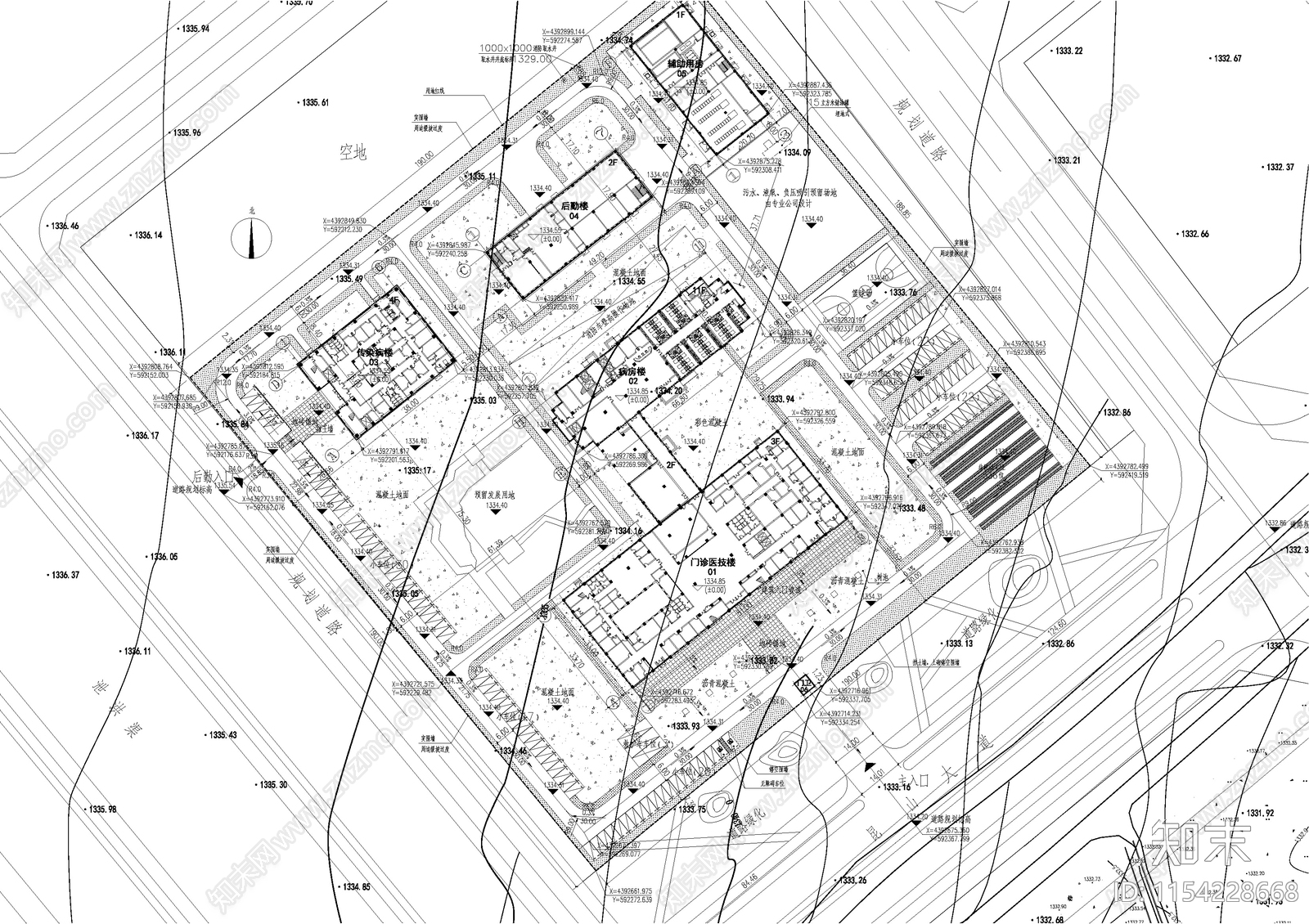 阿图什人民医院建筑cad施工图下载【ID:1154228668】