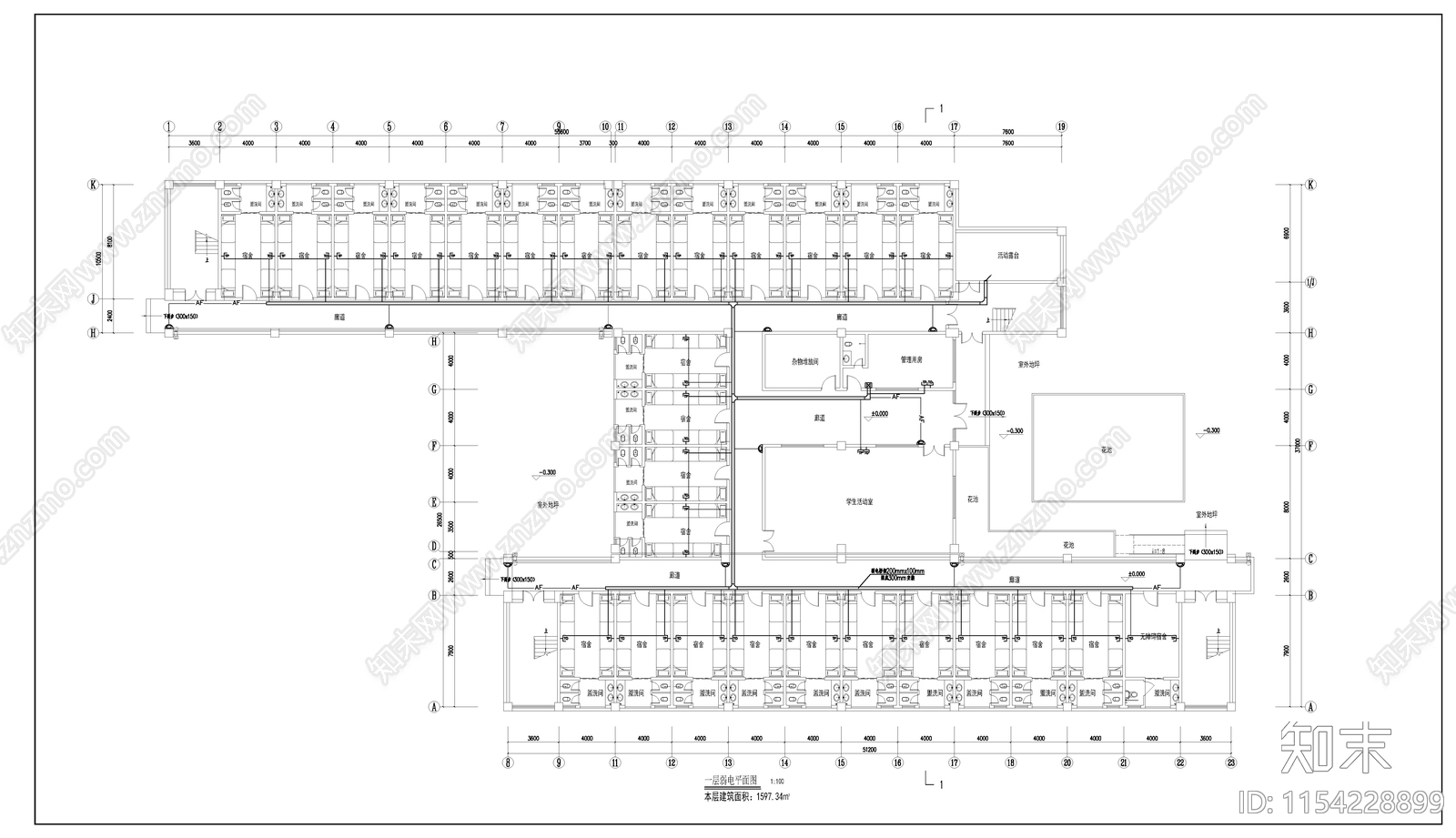 某学校男生宿舍楼电气工程施工图下载【ID:1154228899】