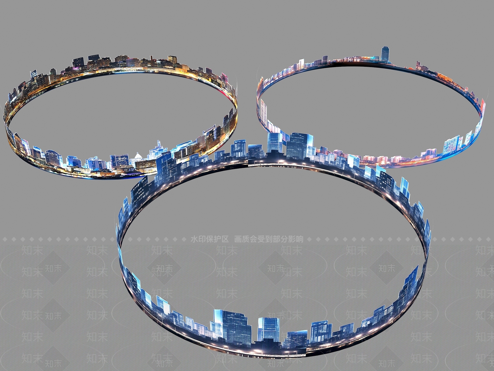 现代夜景背建筑贴图3D模型下载【ID:1154229048】