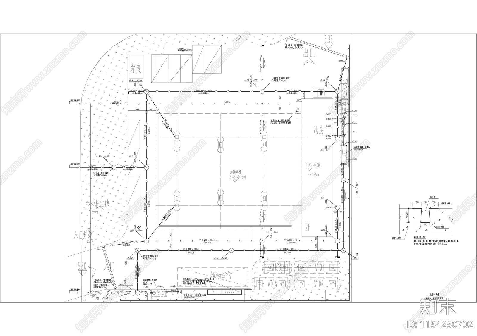 公交集团配套站站房给排水cad施工图下载【ID:1154230702】