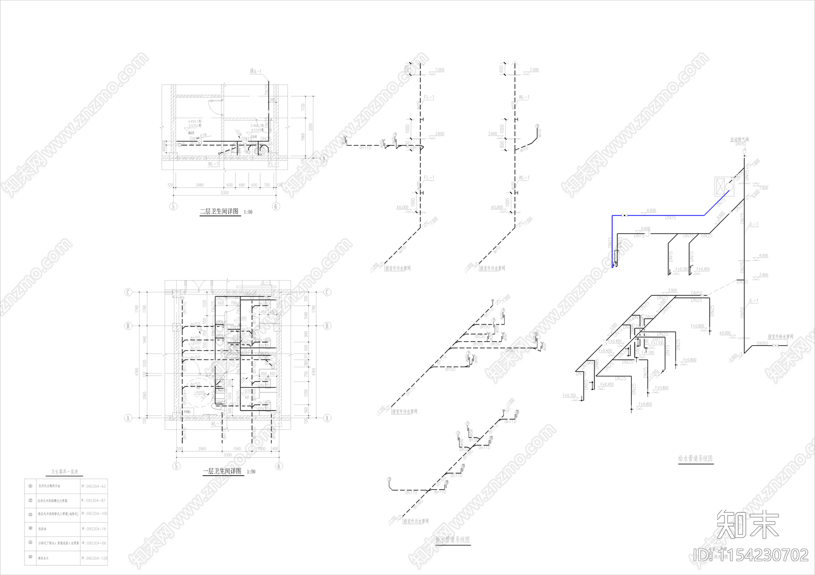 公交集团配套站站房给排水cad施工图下载【ID:1154230702】