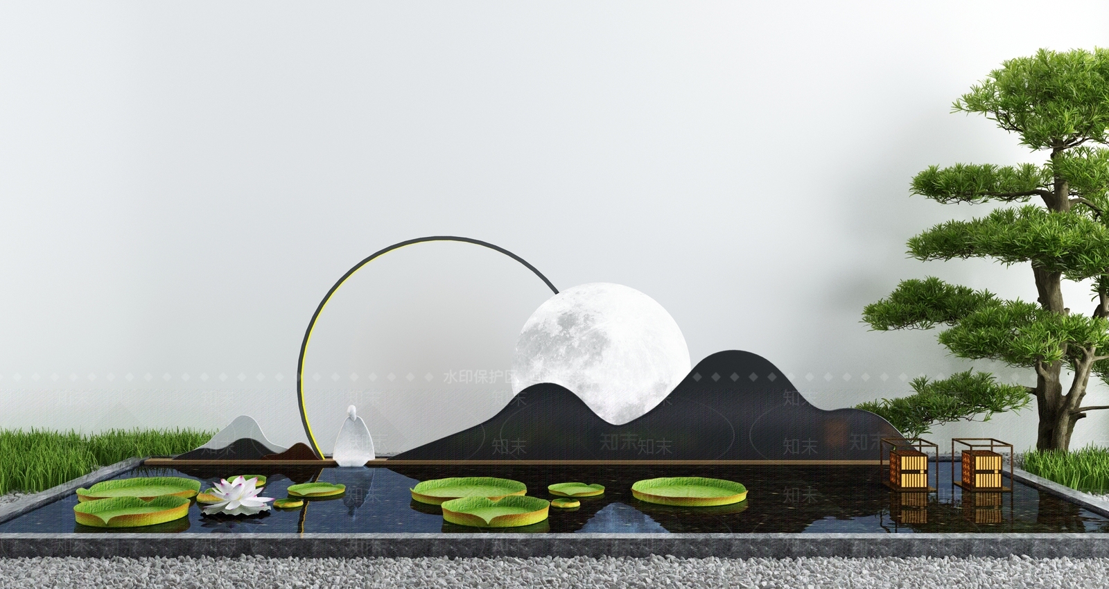 新中式假山水景3D模型下载【ID:1154231568】