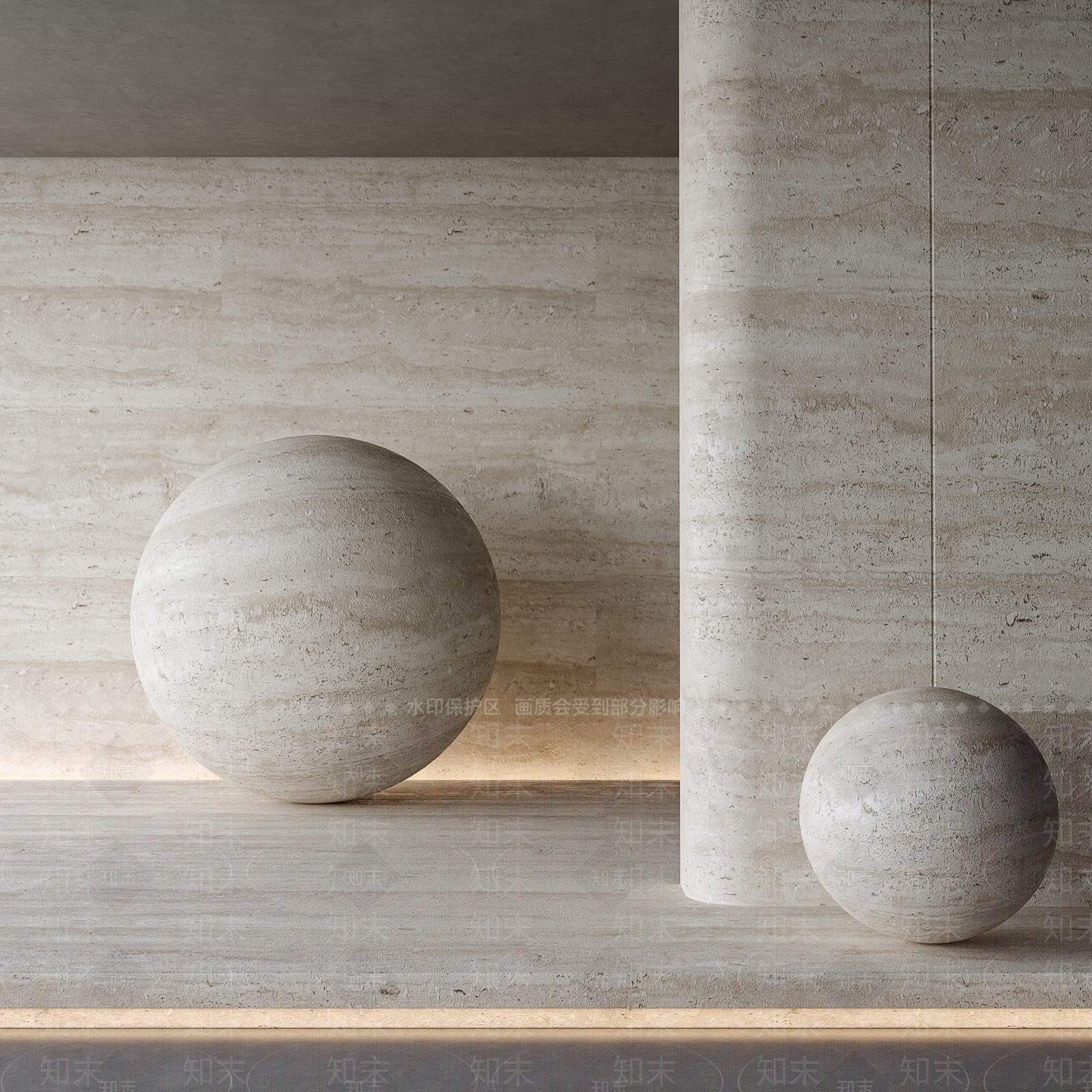 现代洞石背景墙3D模型下载【ID:1154232371】