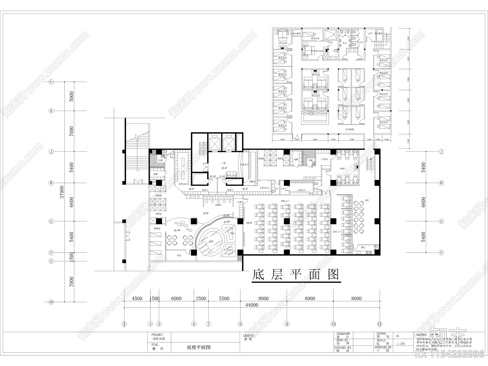 100套洗浴桑拿足浴室内空间cad施工图下载【ID:1154233996】