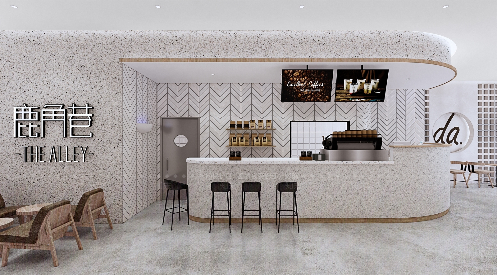 现代网红奶茶餐饮店SU模型下载【ID:1154242387】