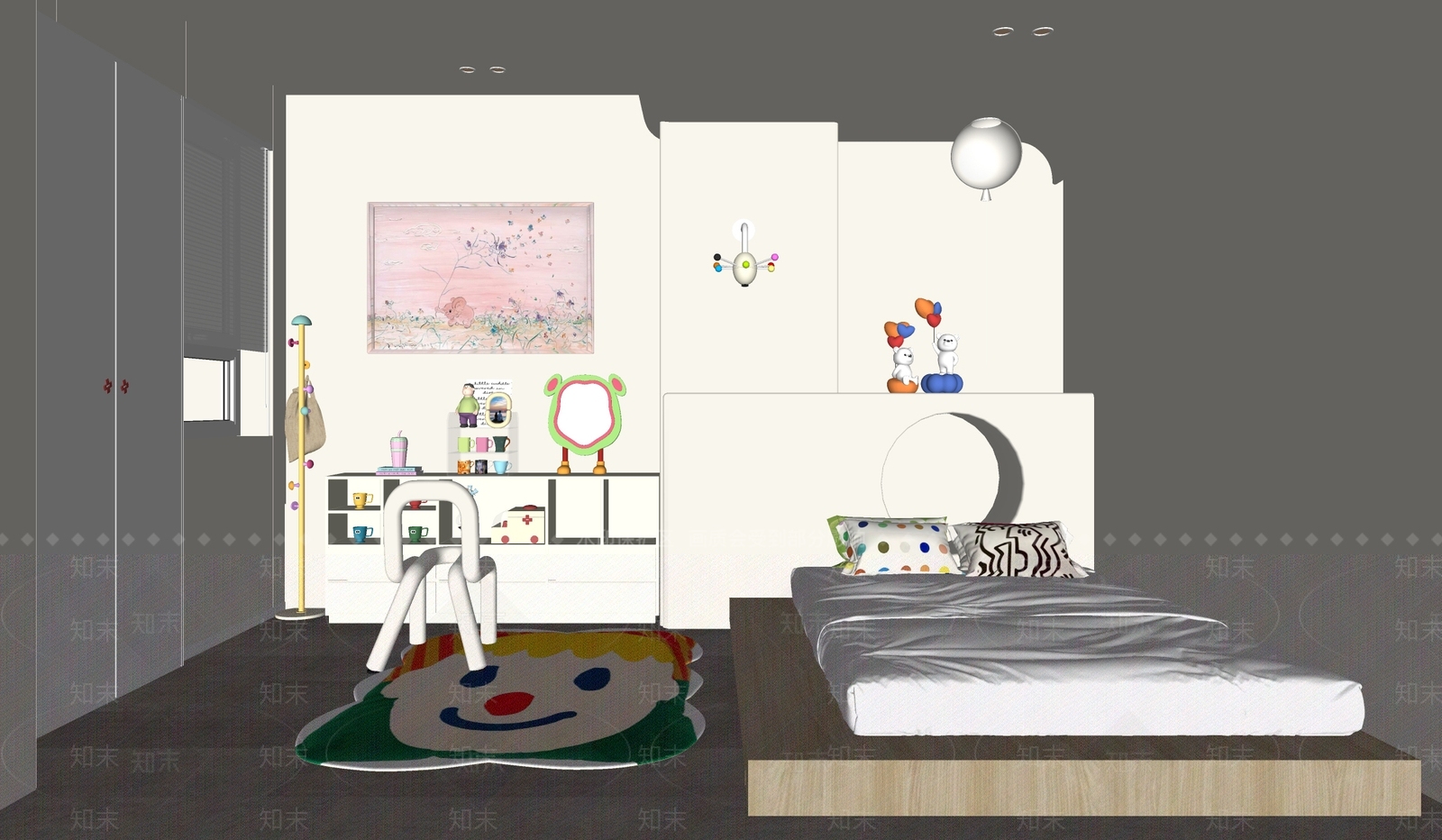 现代孟菲斯儿童房SU模型下载【ID:1154244443】