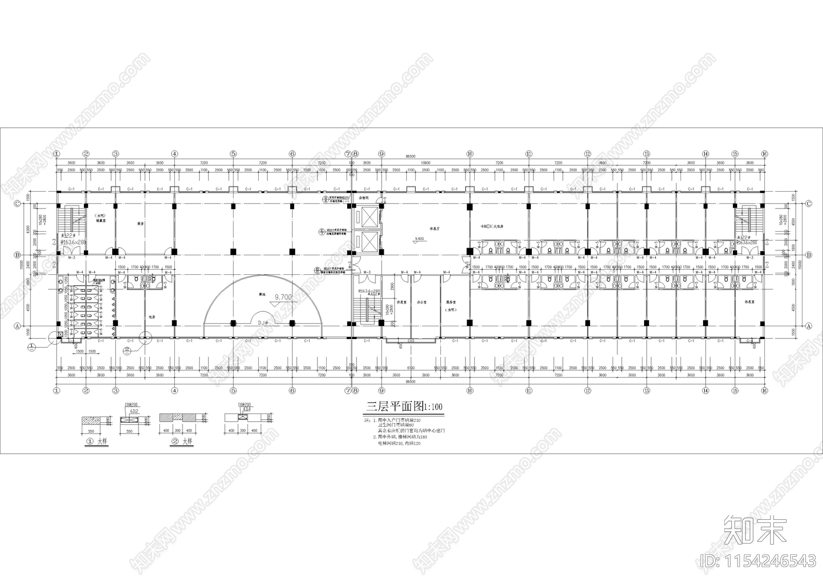 酒店设计方案建筑cad施工图下载【ID:1154246543】