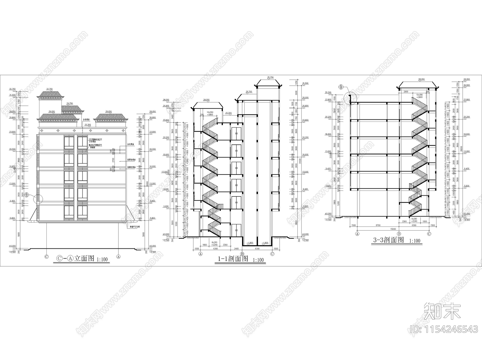 酒店设计方案建筑cad施工图下载【ID:1154246543】