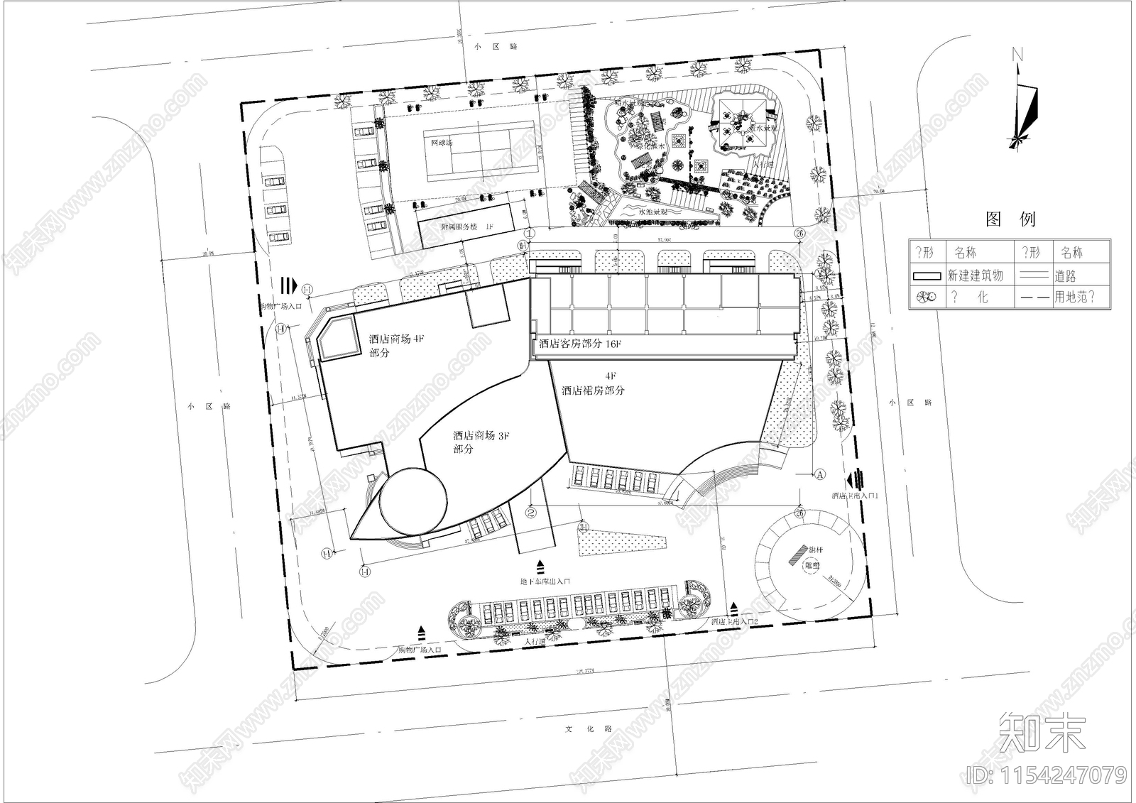 开原酒店建筑cad施工图下载【ID:1154247079】