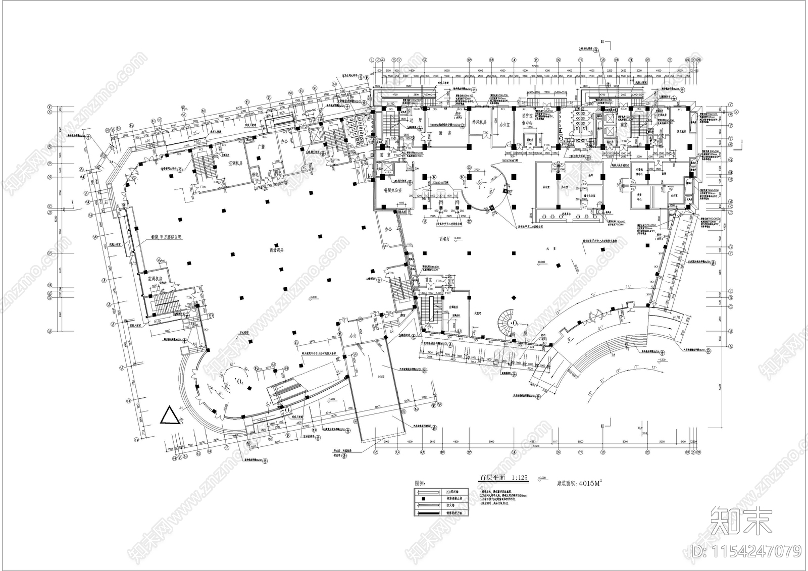 开原酒店建筑cad施工图下载【ID:1154247079】
