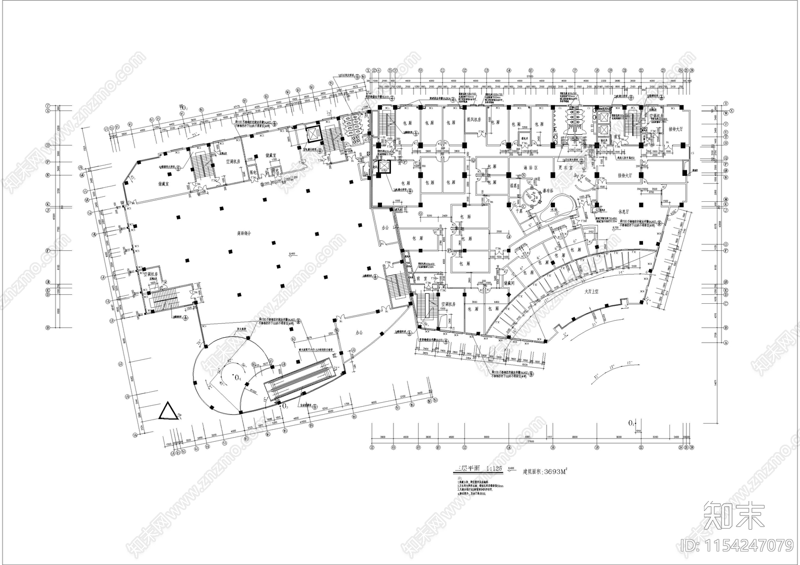 开原酒店建筑cad施工图下载【ID:1154247079】